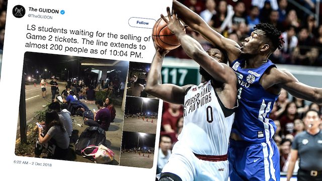 LOOK: Ateneans camp out overnight for Ateneo-U.P. Finals Game 2 tickets