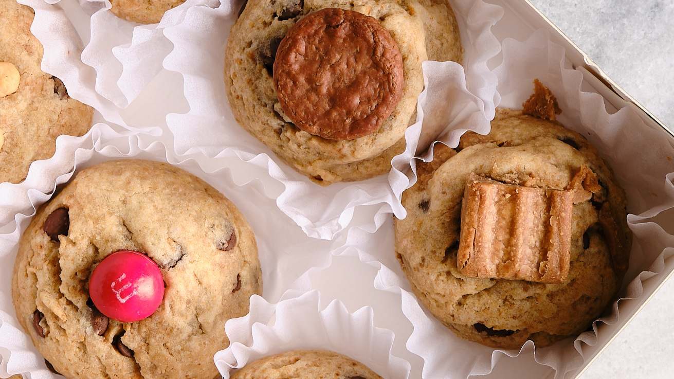 You can get cookies stuffed with Flat Tops, Choc Nut from this home bakery