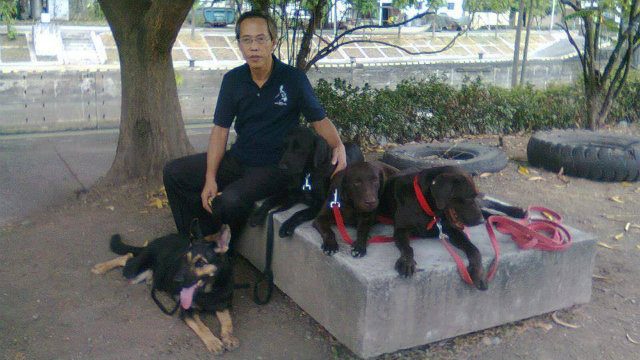 RESILIENCE. Ramon Santiago with integral members of the MMDA K-9 Search and Rescue Unit at the Napindan facility. Photo from Mon Santiago. 