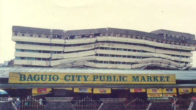 CRUSHED. The Baguio Hilltop Hotel right behind the Baguio City Public Market. Photo from Phivolcs  
