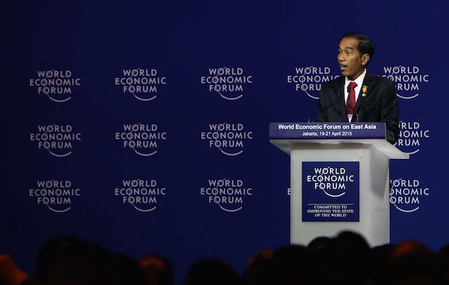 Presiden Jokowi saat berpidato di WEF EA, pada 20 April 2015. Foto oleh Gatta Dewabrata/Rappler 