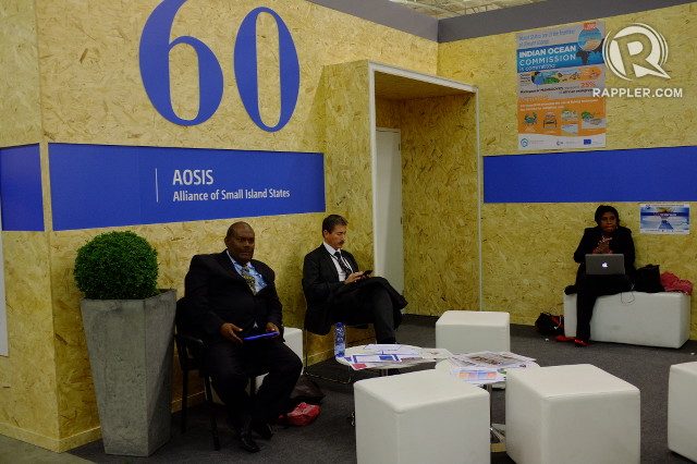 BLOCS. Here is the office of negotiating block AOSIS (Alliance of Small Island States) in the COP21 venue in Le Bourget, Paris. Photo by Pia Ranada/Rappler 