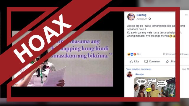 HOAX: Risa Hontiveros ‘quote’ on kidnapping