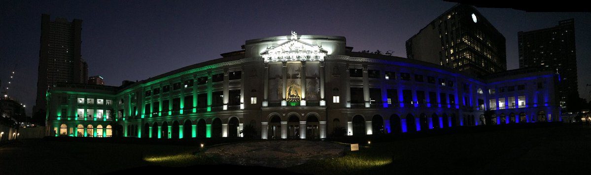 LOOK: St La Salle Hall blazes in blue and green