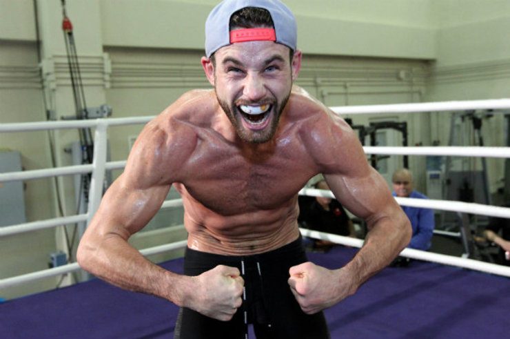 Chris Algieri shows off his physique after a workout session at The Venetian. Photo by Chris Farina - Top Rank