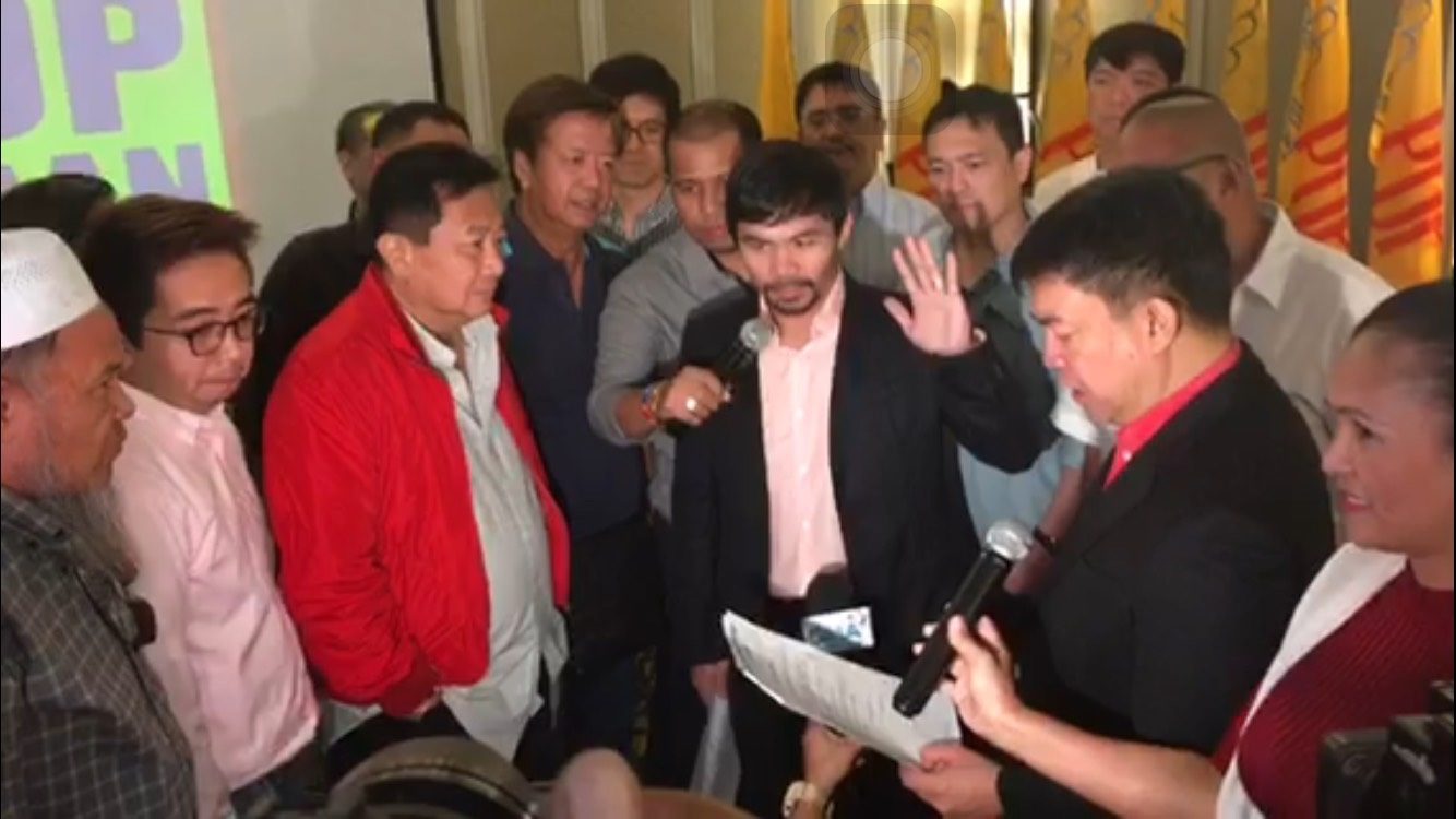 WATCH: Manny Pacquiao takes oath as PDP-Laban