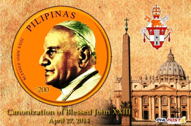 POPE JOHN XXIII. PHLPost will issue 5,000 copies of stamps bearing the image of Pope John XXIII