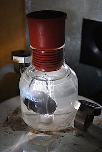 PHOTO CATALYST. Photo catalyst producing hydrogen gas from water.Â O. Usher (UCL MAPS)/Flickr,Â CC BY-SA 