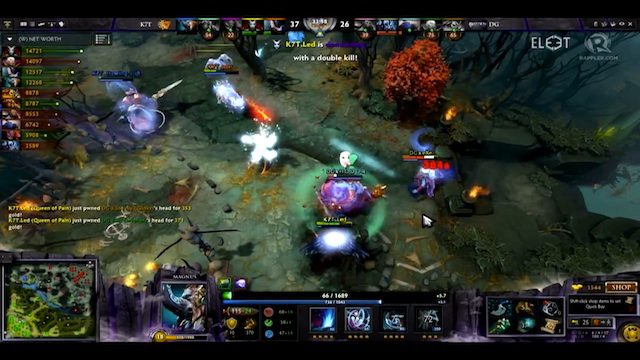 K7T.Howling (Magnus) pulls off a clutch with the help of K7T.pasi (Mirana) and K7T.Led (Queen of Pain) 
