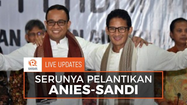 LIVE UPDATES: Serunya pelantikan Anies-Sandi