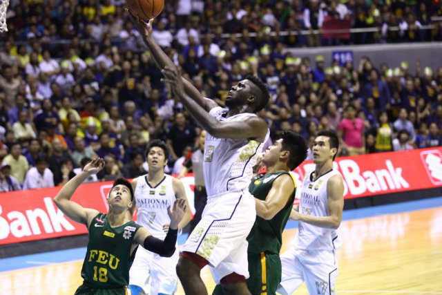 Alfred Aroga of NU lays the ball in for two points. Photo by Josh Albelda/Rappler