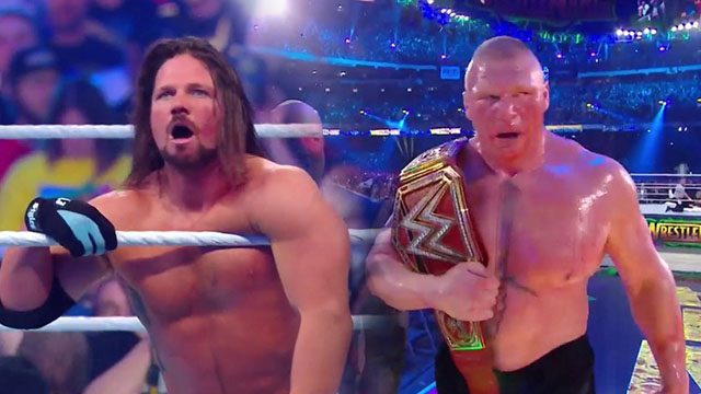 WWE: Brock Lesnar, AJ Styles retain world titles at WrestleMania 34