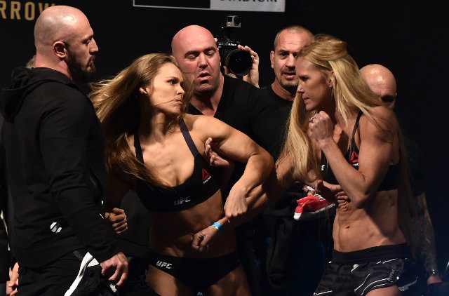 WATCH: Rousey scuffles with Holm at UFC weigh-in