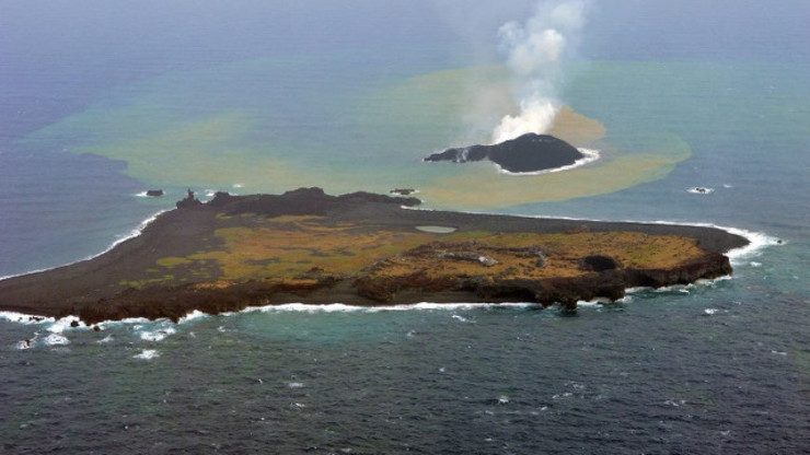 Japan volcanic isle smouldering and growing