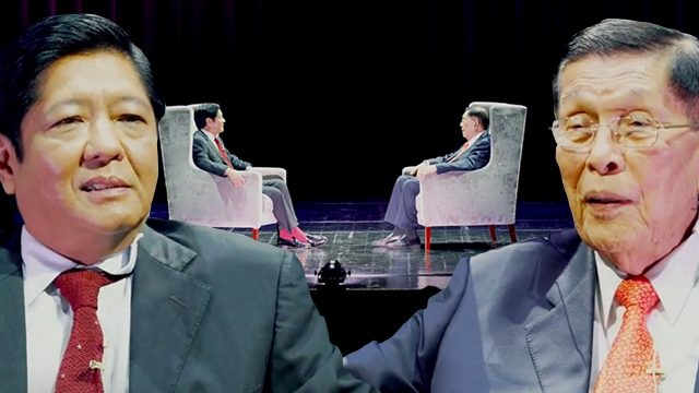MARTIAL LAW. Ex-senator Bongbong Marcos interviews ex-defense minister and Senate president Juan Ponce Enrile. Screenshots from Bongbong's YouTube account
