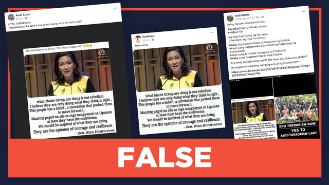 FALSE: Risa Hontiveros quote supporting Maute Group