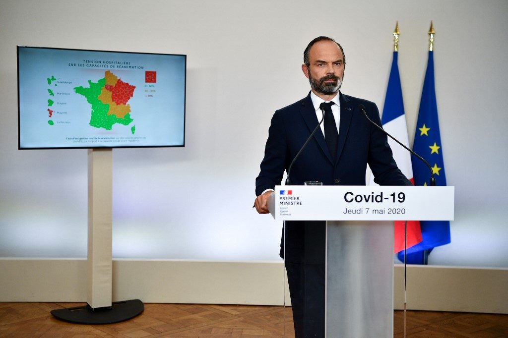 RESIGNING. In this file photo taken on May 7, 2020, French Prime Minister Edouard Philippe presents the details for the end of the country's lockdown, at the Hotel Matignon in Paris, on the 52nd day of a strict lockdown in France to stop the spread of COVID-19. Photo by Christophe Archambault/AFP 