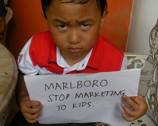 NOT ME. A young protestor takes a stand against cigarette companies targeting the youth. Photo contributed by Sophia Lee/HealthJustice