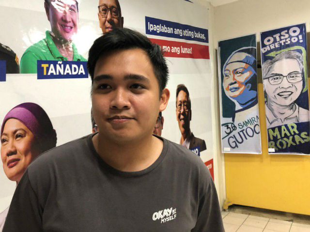 'THE FIGHT CONTINUES.' Iñaqui Angelo Mangahas is one of the youth volunteers for Otso Diretso. 