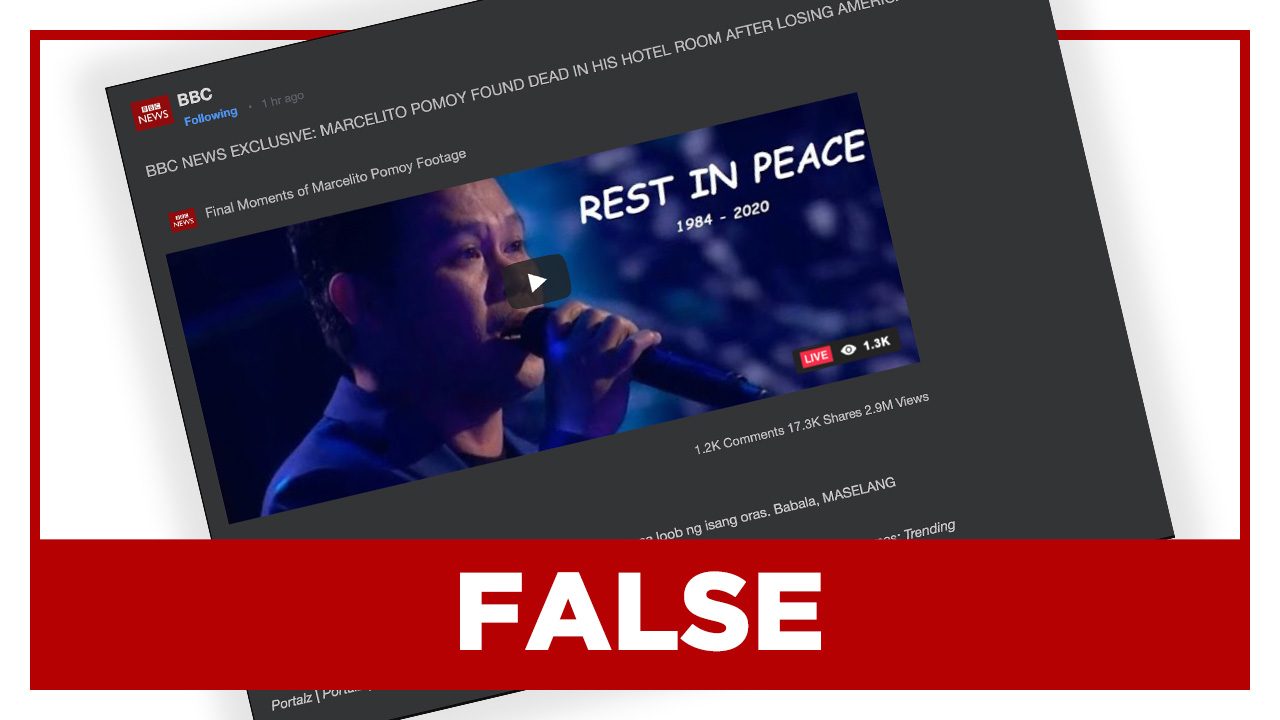 FALSE: Marcelito Pomoy ‘dies in hotel room after losing in talent show’