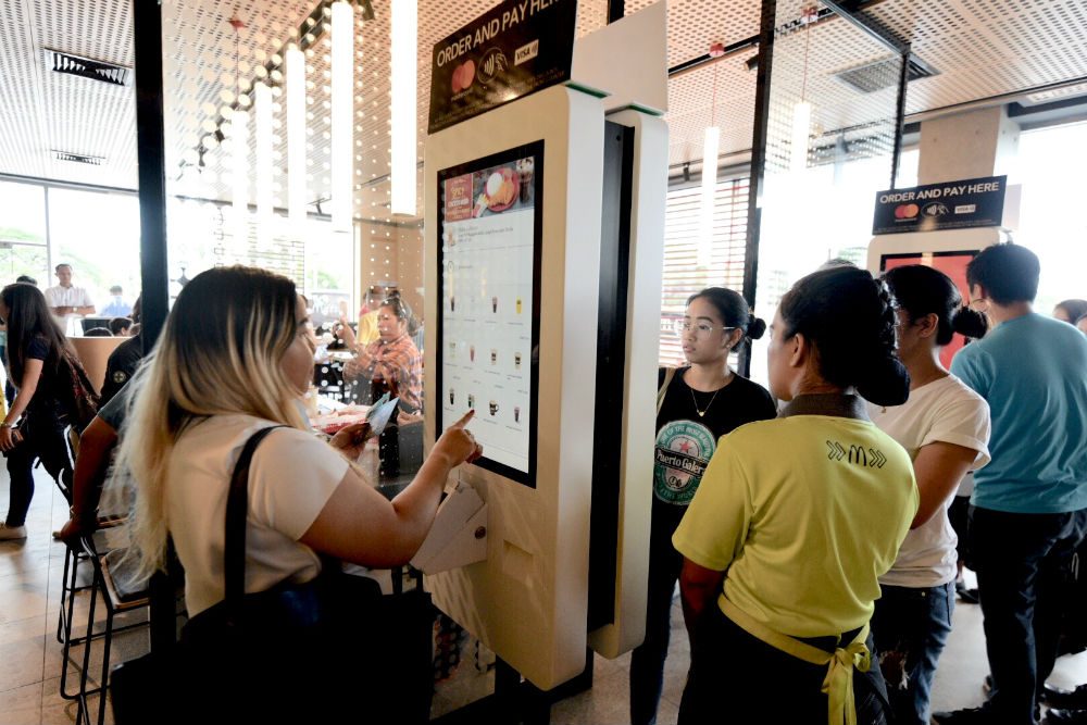 SELF-ORDERING KIOSKS. If you want to skip the line, you can order and pay for your food here. 
