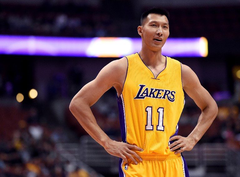 YI OUT. Yi Jianlian won't be appearing in a Lakers jersey this NBA regular season, apparently. Photo by Harry How/Getty Images/AFP 