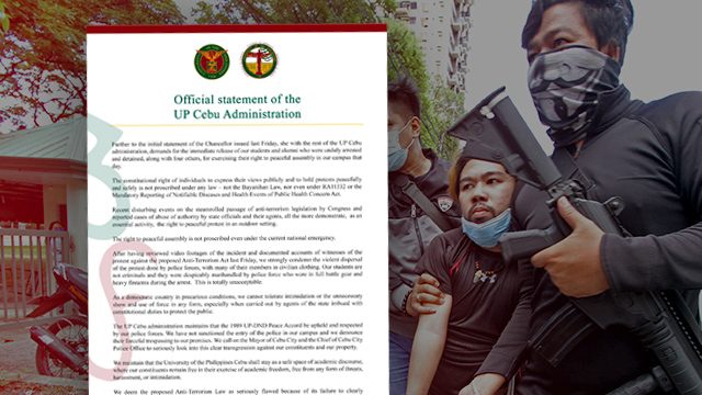 U.P. Cebu demands immediate release of students, alumni