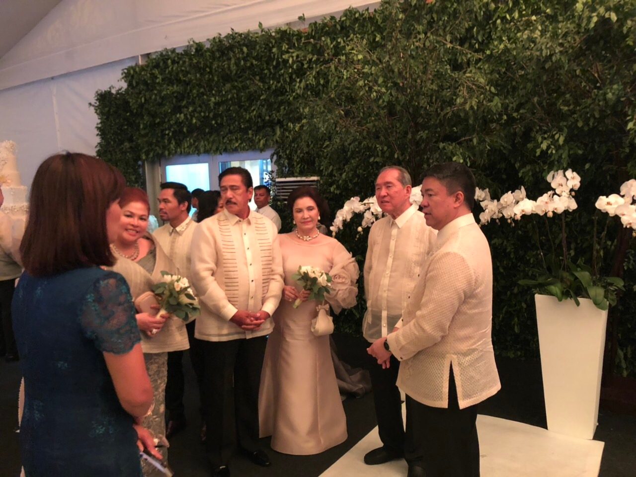 SPONSORS. Senate President Vicente Sotto III and wife Helen Gamboa Sotto, with the groom and the father of the bride. Sourced photo  