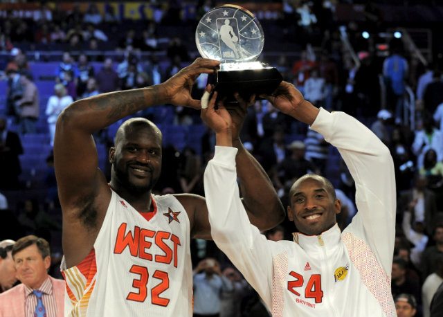 Kobe Bryant and Shaquille O'Neal are named co-MVPs of the 2009 NBA All-Star Game. Bryant would be the MVP in the 2002, 2007, 2009 and 2011 editions. Photo by John G. Mabanglo/EPA 