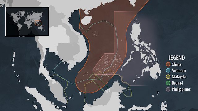 NINE-DASH LINE. The orange portion in this map shows China's expansive claim to the South China Sea using its 9-dash line, struck down as invalid by a 2016 international ruling 