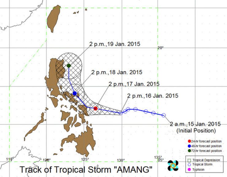 PAGASA's track for Tropical Storm Amang
