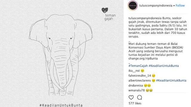 SERUKAN. Penyanyi Tulus turut menyerukan pengusutan tuntas kasus kematian Bunta. Foto Instagram @tuluscompanyindonesia 