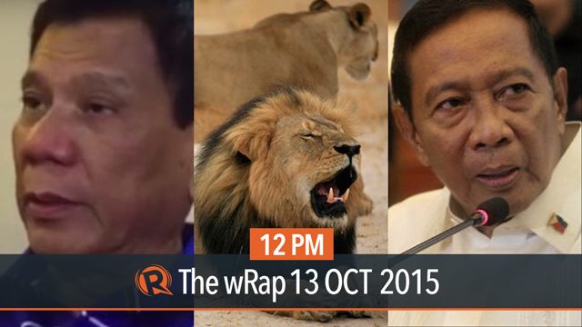 Duterte not running, charges vs Binay, Cecil the lion | 12PM wRap