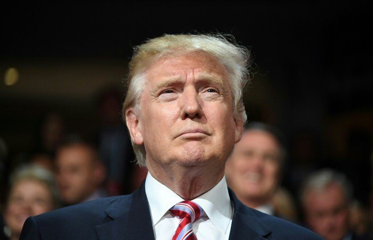 DONALD TRUMP. Donald Trump is seen on day 3 of the Republican National Convention at the Quicken Loans Arena in Cleveland, Ohio on July 20, 2016. File photo by Jim Watson/AFP 