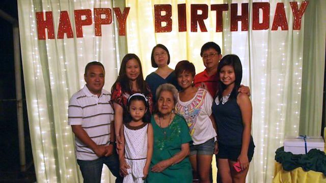 FAMILY. The author and her family during 90th birthday celebration of her nanay. 