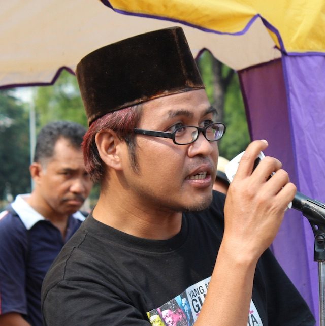 JIAD. Ketua Jaringan Islam Anti Diskriminasi Aan Anshori mempertanyakan Presiden Jokowi yang tidak bersikap tegas dalam kasus GKI Yasmin. Foto oleh Camelia Pasandaran/Rappler 