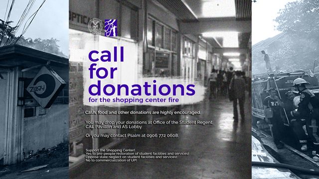 UP student regent calls for donations following UP Shopping Center fire