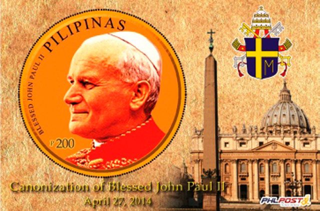 POPE JOHN PAUL II. PHLPost will issue 5,000 copies of stamps bearing the image of Pope John Paul II