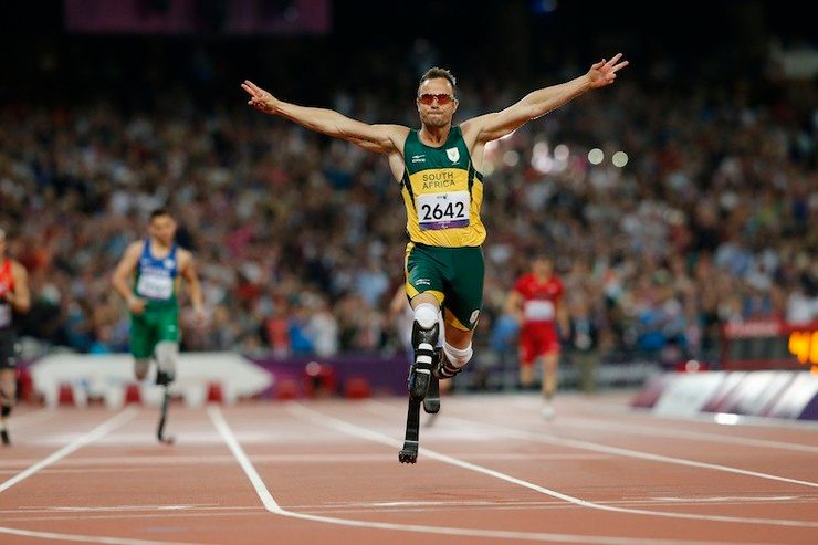 GLORY DAYS. A file picture dated 08 September 2012 shows Oscar Pistorius of South Africa celebrating winning gold in the men's 400m - T44 final at the Olympic Stadium during the London 2012 Paralympic Games in London, Britain. Tal Cohen/EPA