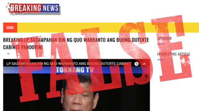 FACT CHECK: No quo warranto petition against Duterte Cabinet