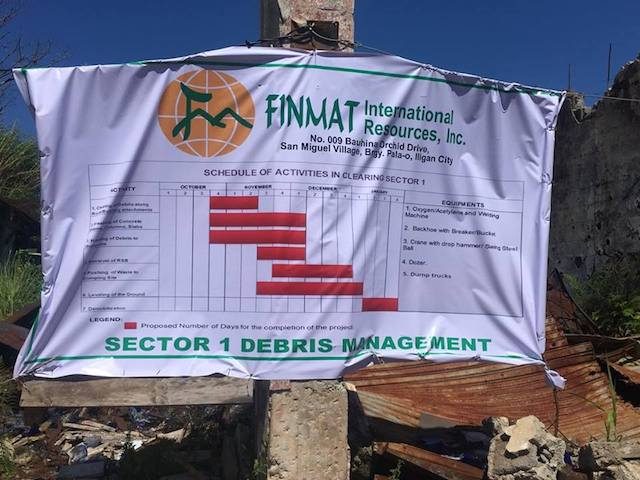 FIRST PHASE. FINMAT International Resources Inc is in charge of debris clearing for 'sector 1' of the Marawi Most Affected Area. Photo by Martin San Diego/Rappler 