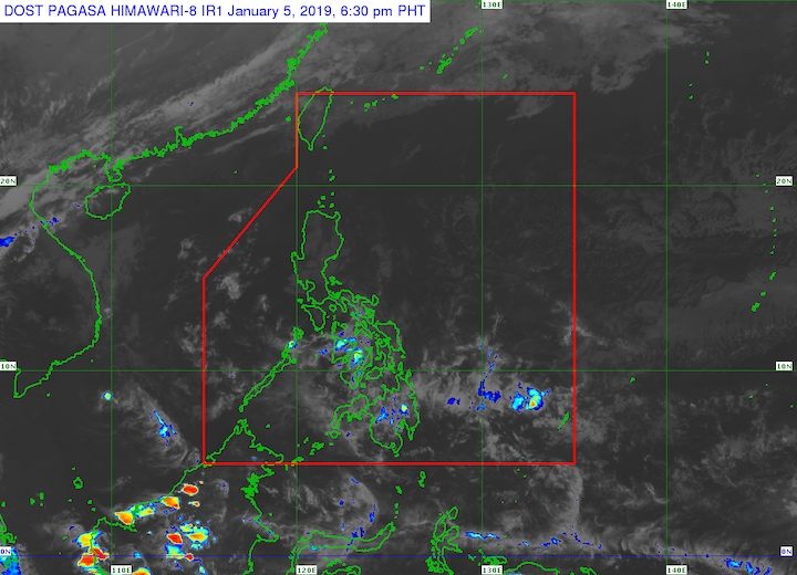 Scattered rainshowers in Mindanao on January 6