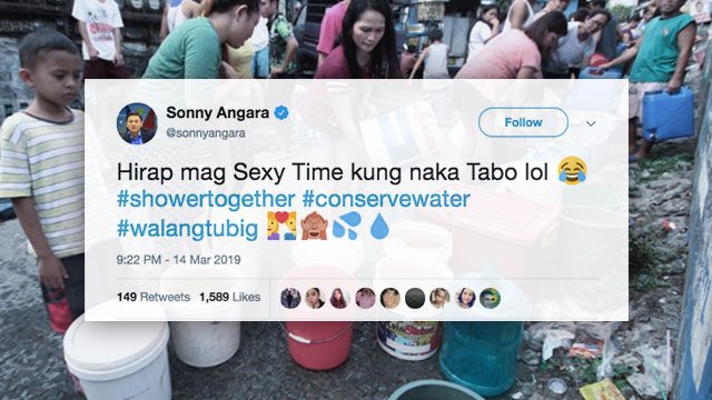 Sonny Angara under fire for ‘#ShowerTogether’ tweet amid water crisis