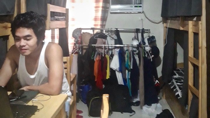 CRAMPED. Recky Colonia's roommate in their shared unit in Muntinlupa City. Photo from Colonia 
