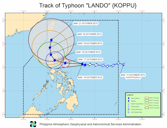 Typhoon Lando gains strength; Signal No. 2 over Isabela, Aurora
