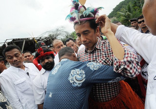 Presiden Joko ‘Jokowi’ Widodo mengunjungi Papua saat kampanye pilpres pada Juni 2014. Foto oleh EPA 
