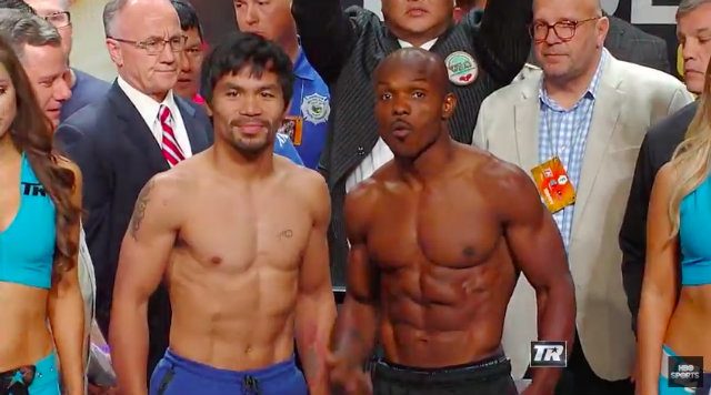 Pacquiao weighs 145.5, Bradley checks in a pound heavier