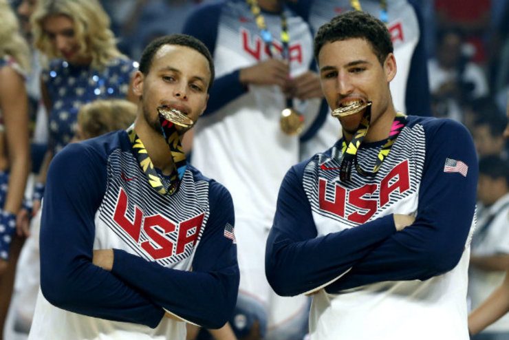 Golden State's Stephen Curry and Klay Thompson won gold with Team USA, but can they bring their NBA team to the next level under Steve Kerr? Photo by Juan Carlos Hidalgo/EPA