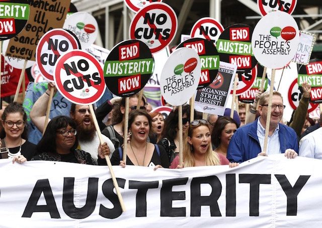 Thousands join anti-austerity march in Britain