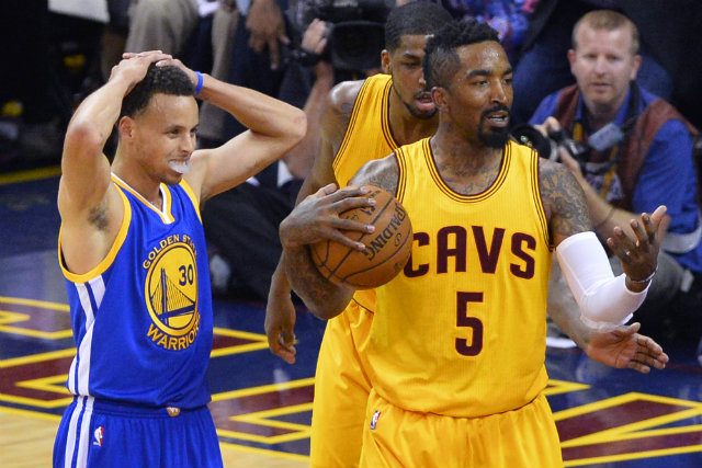 J.R. Smith of the Cavs shot just 2-12 in game 4, including 0-8 from 3-point range. Photo by Larry W. Smith/EPA 